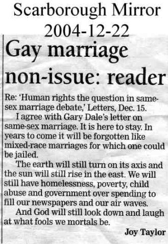 Gay marriag a non-issue: reader